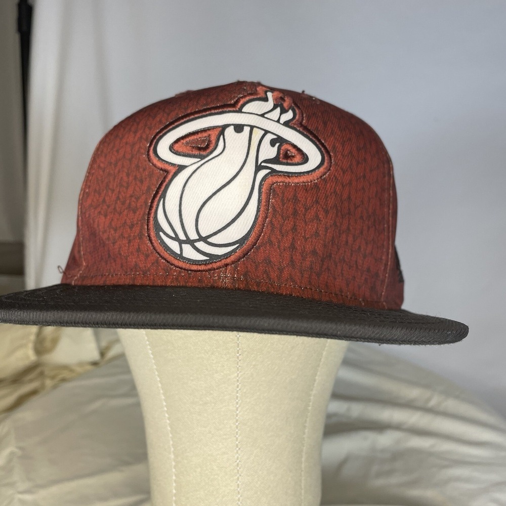 Miami Heat Men's adidas Brick Red NBA Draft Snapback Hat Patterned Embroidered
